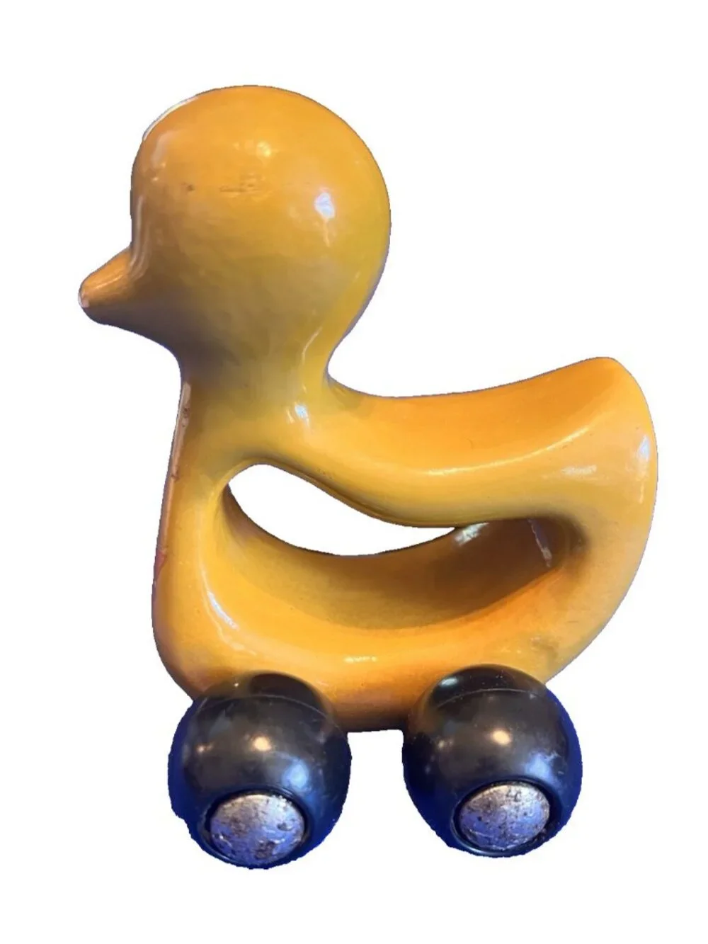 Steiff Knopf Im Our Duck Toy Laquer Painted Wood Rolling Wheels MCM Design